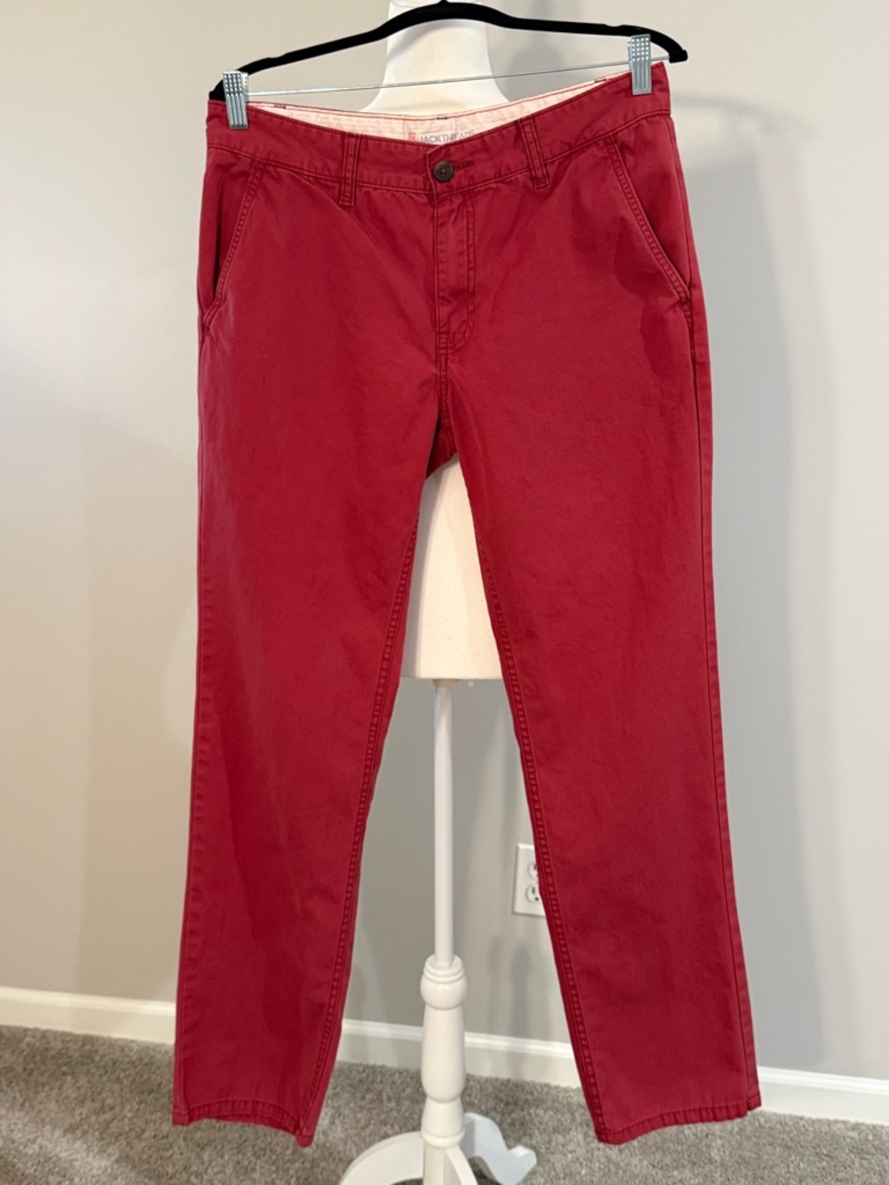 Men's Jackthreads Burgandy/Maroon Chino Pants - Straight Casual Fit